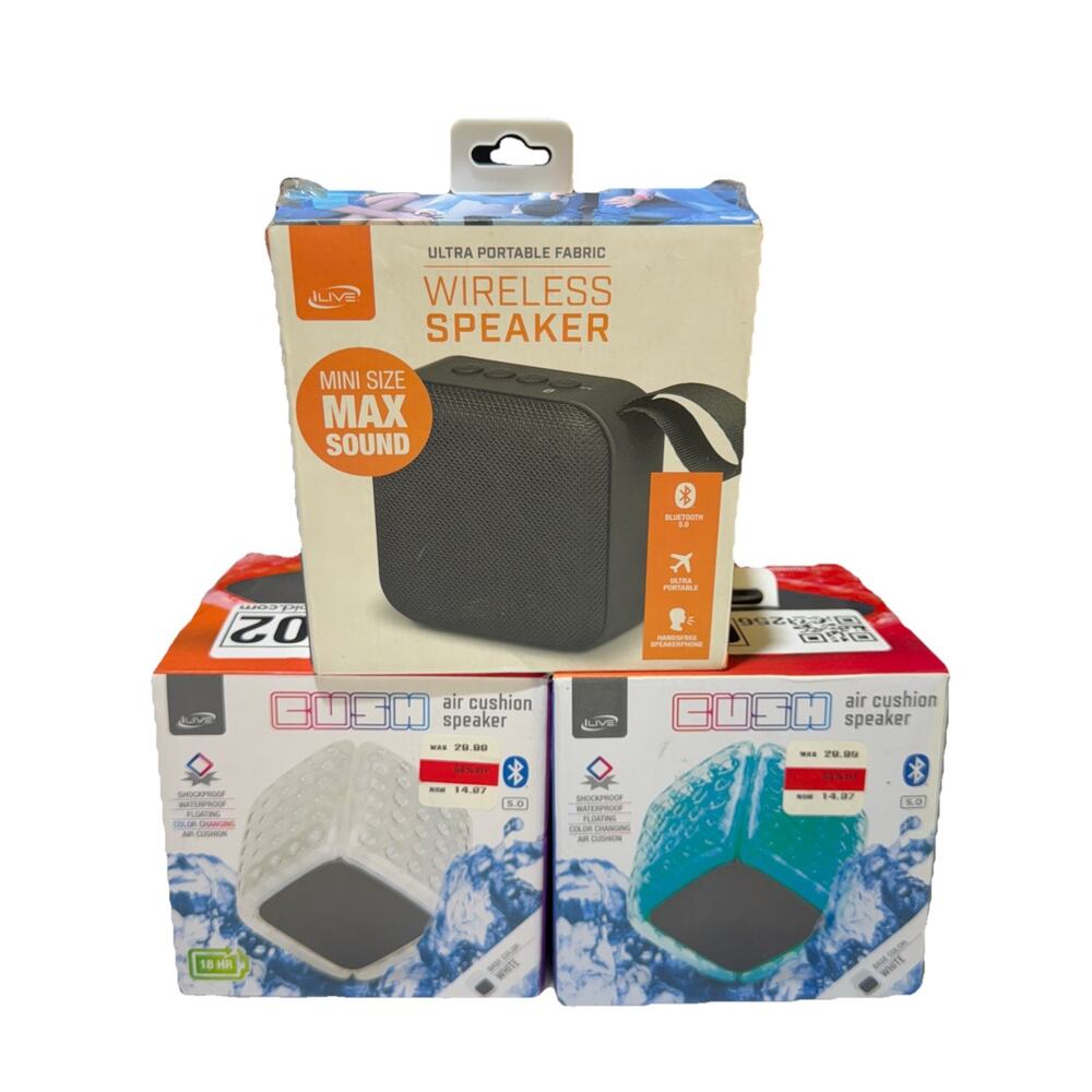 Set Of 3: 2 iLive Cush Air Cushion Speaker, Shockproof, Waterproof, Floating +